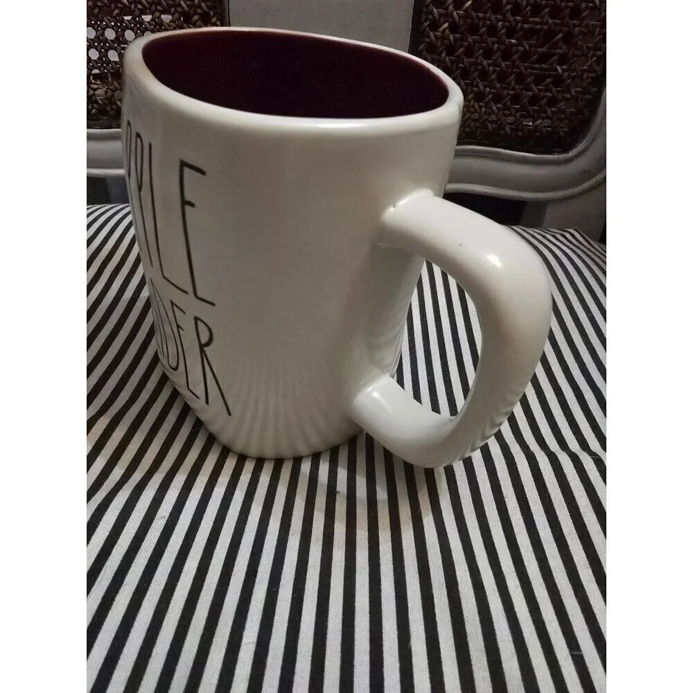 NWT Rae Dunn Fall Apple Cider Coffee Mug White Brown Interior